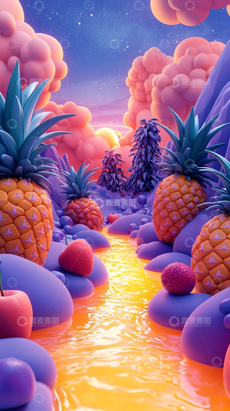 高清大图下载【趣麦麦图】超现实水果梦幻景观