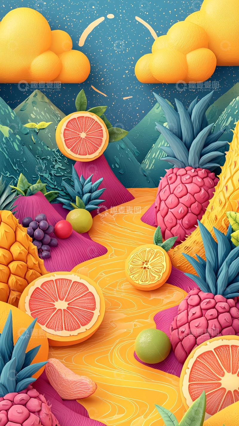 高清大图下载【趣麦麦图】水果主题的卡通画