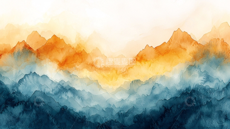 高清大图下载【趣麦麦图】水彩山脉9