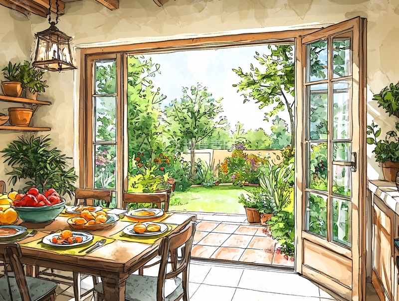 高清大图下载【趣麦麦图】厨房通往花园的门