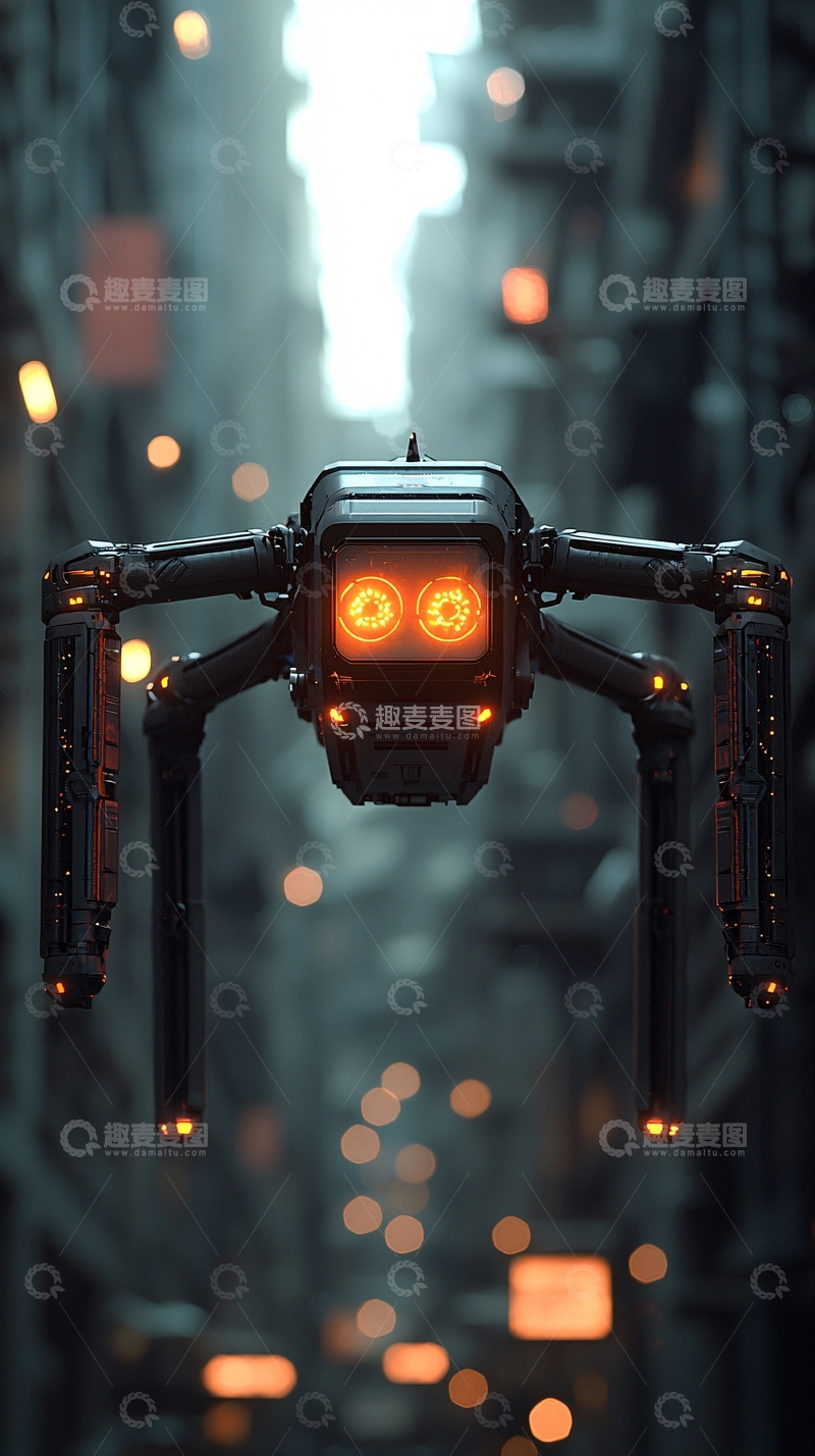 高清大图下载【趣麦麦图】未来都市蜘蛛机器人