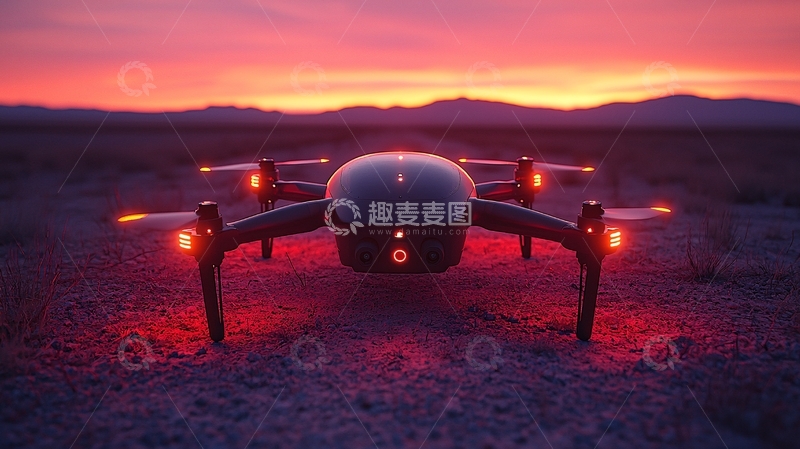 高清大图下载【趣麦麦图】无人机日落剪影
