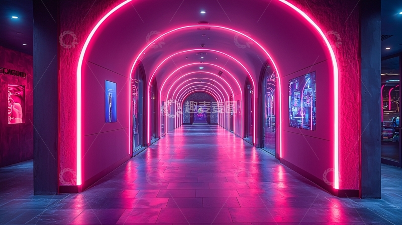 高清大图下载【趣麦麦图】霓虹灯走廊
