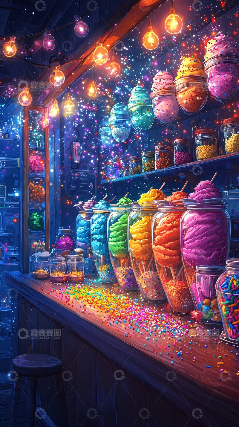 高清大图下载【趣麦麦图】糖果店色彩缤纷