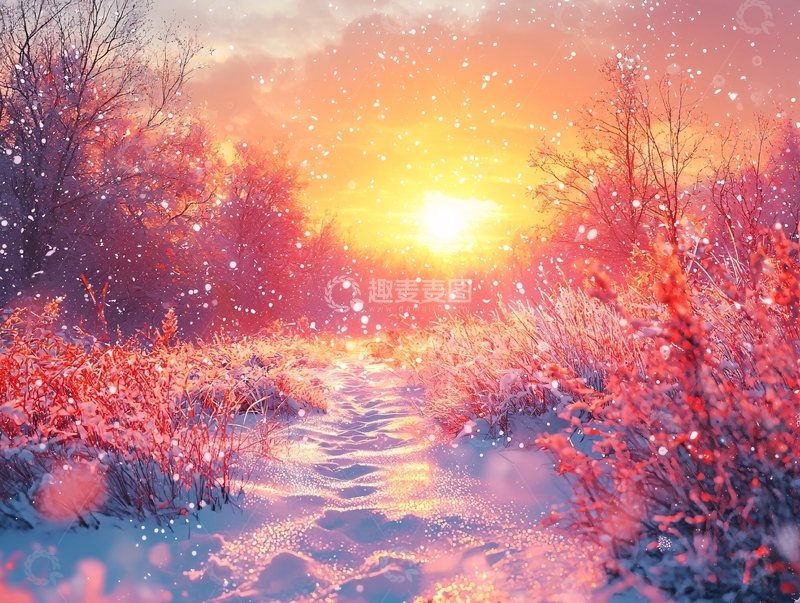高清大图下载【趣麦麦图】雪后日出美景