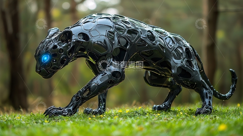 高清大图下载【趣麦麦图】黑豹雕塑