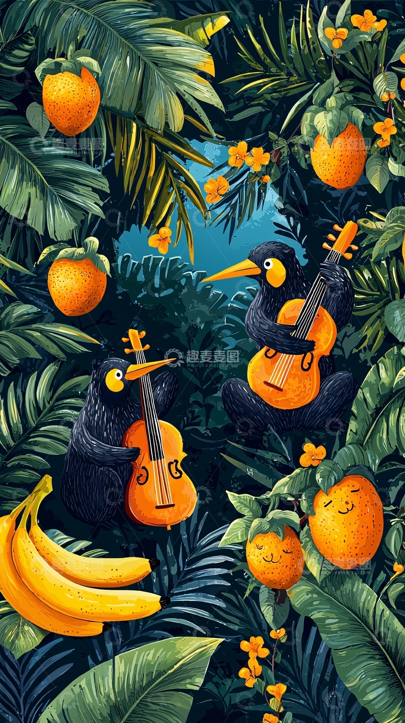 高清大图下载【趣麦麦图】热带雨林鸟类音乐家