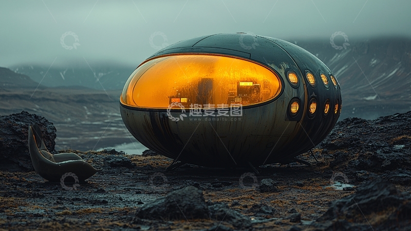 高清大图下载【趣麦麦图】未来感蛋形太空舱