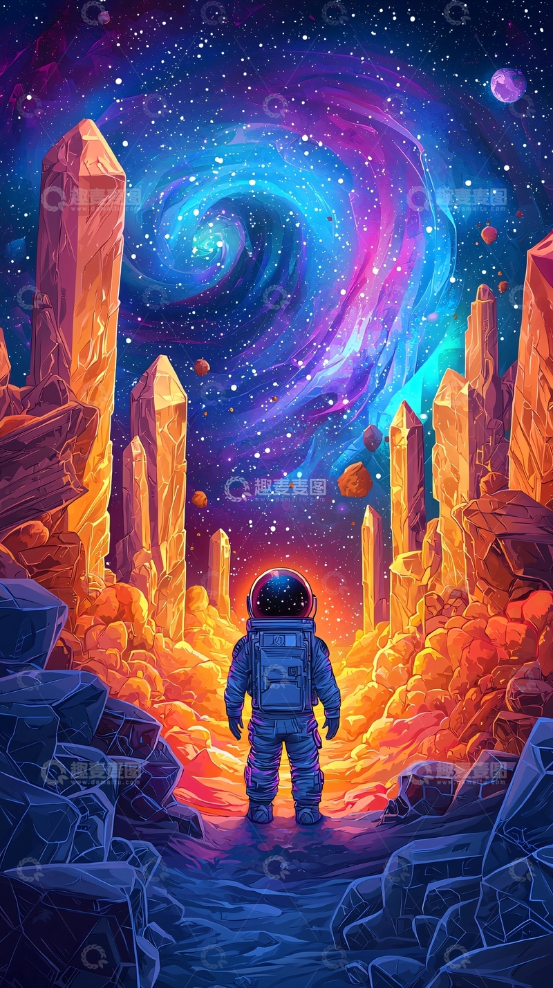 高清大图下载【趣麦麦图】宇航员观看壮丽星云