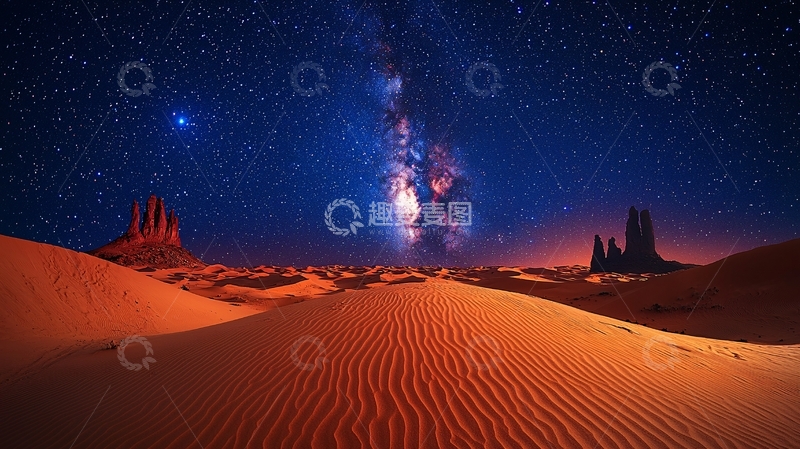 高清大图下载【趣麦麦图】沙漠星空