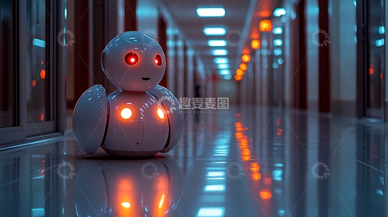 高清大图下载【趣麦麦图】走廊里的小型机器人
