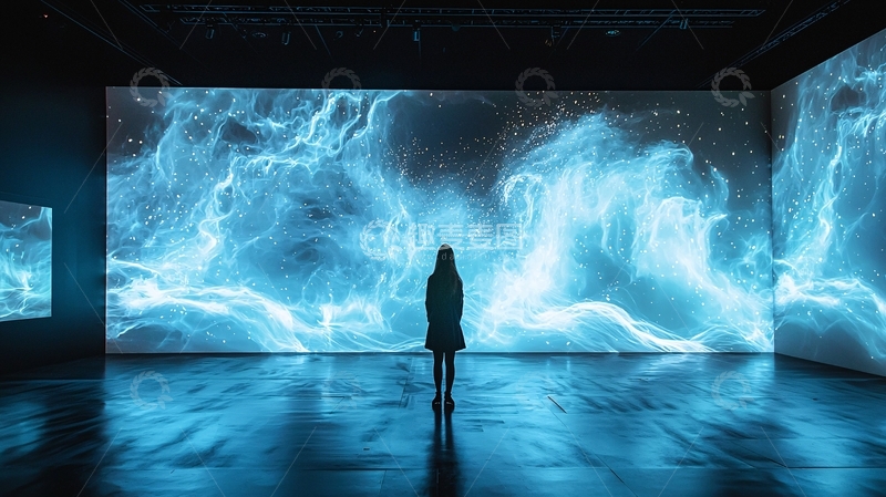 高清大图下载【趣麦麦图】蓝色宇宙星云投影