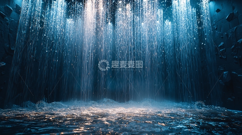 高清大图下载【趣麦麦图】蓝色瀑布