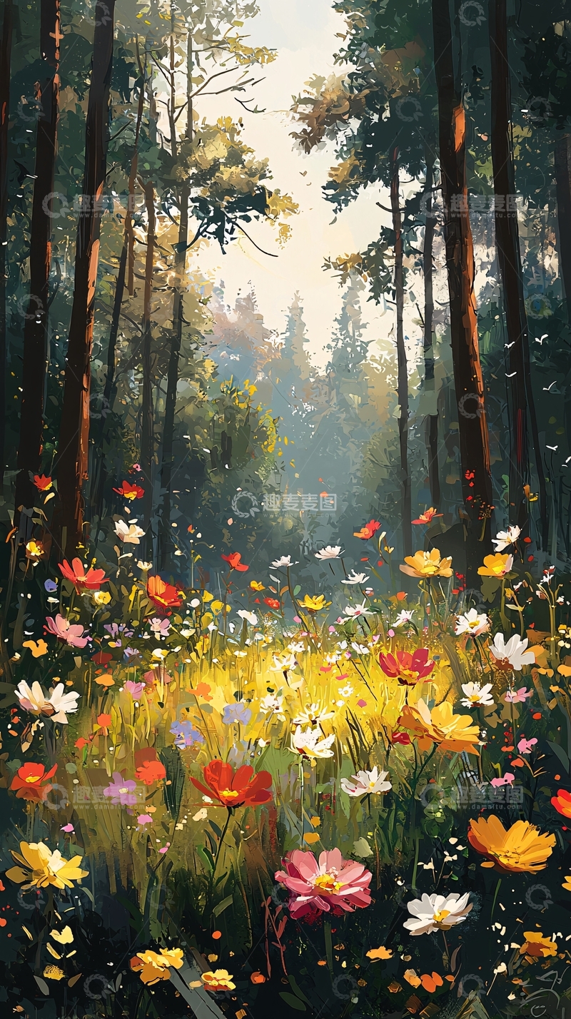 高清大图下载【趣麦麦图】森林花海