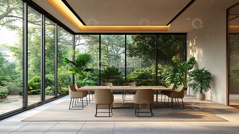 高清大图下载【趣麦麦图】现代简约落地窗餐厅