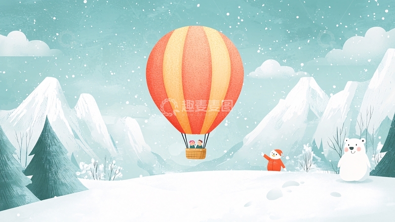 高清大图下载【趣麦麦图】冬季热气球