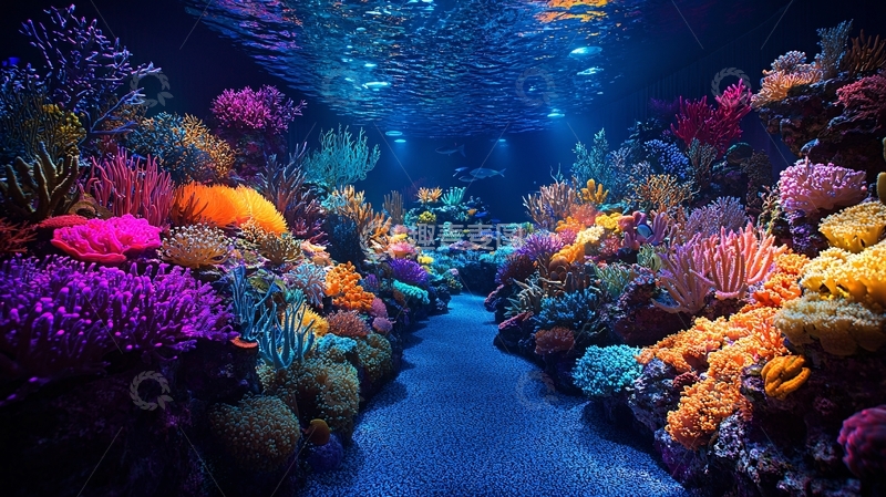 高清大图下载【趣麦麦图】海底珊瑚礁鱼群高清图片
