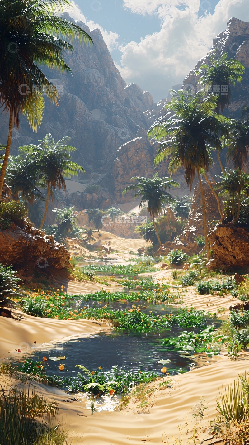 高清大图下载【趣麦麦图】沙漠绿洲