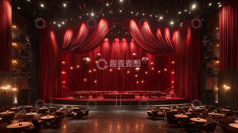 高清大图下载【趣麦麦图】红幕舞台灯光璀璨