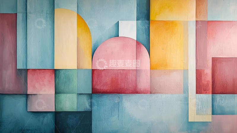 高清大图下载【趣麦麦图】抽象几何彩色绘画