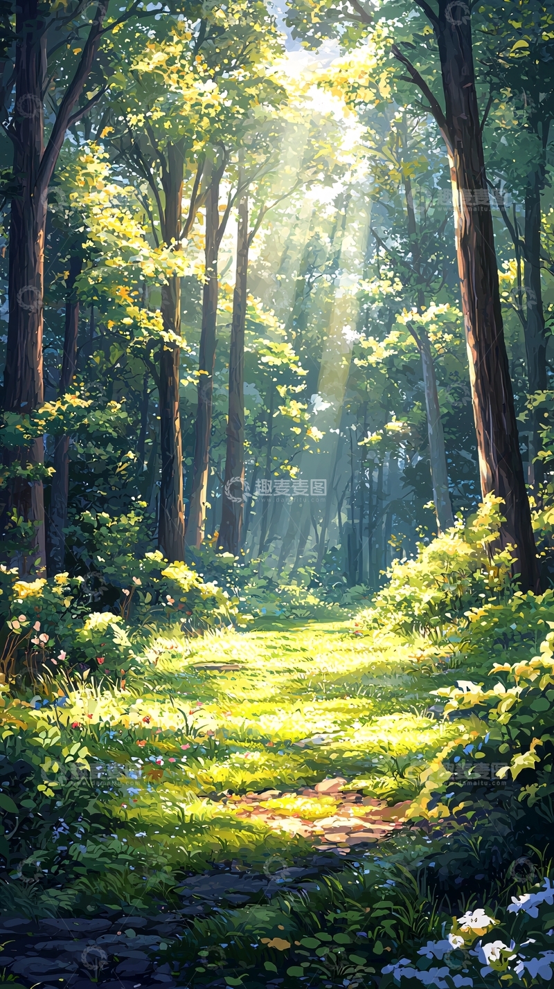 高清大图下载【趣麦麦图】阳光森林小路