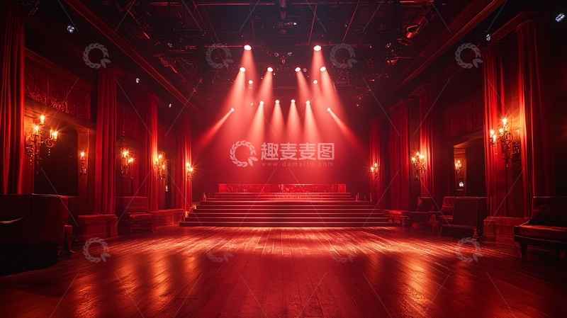 高清大图下载【趣麦麦图】红光舞台灯光秀