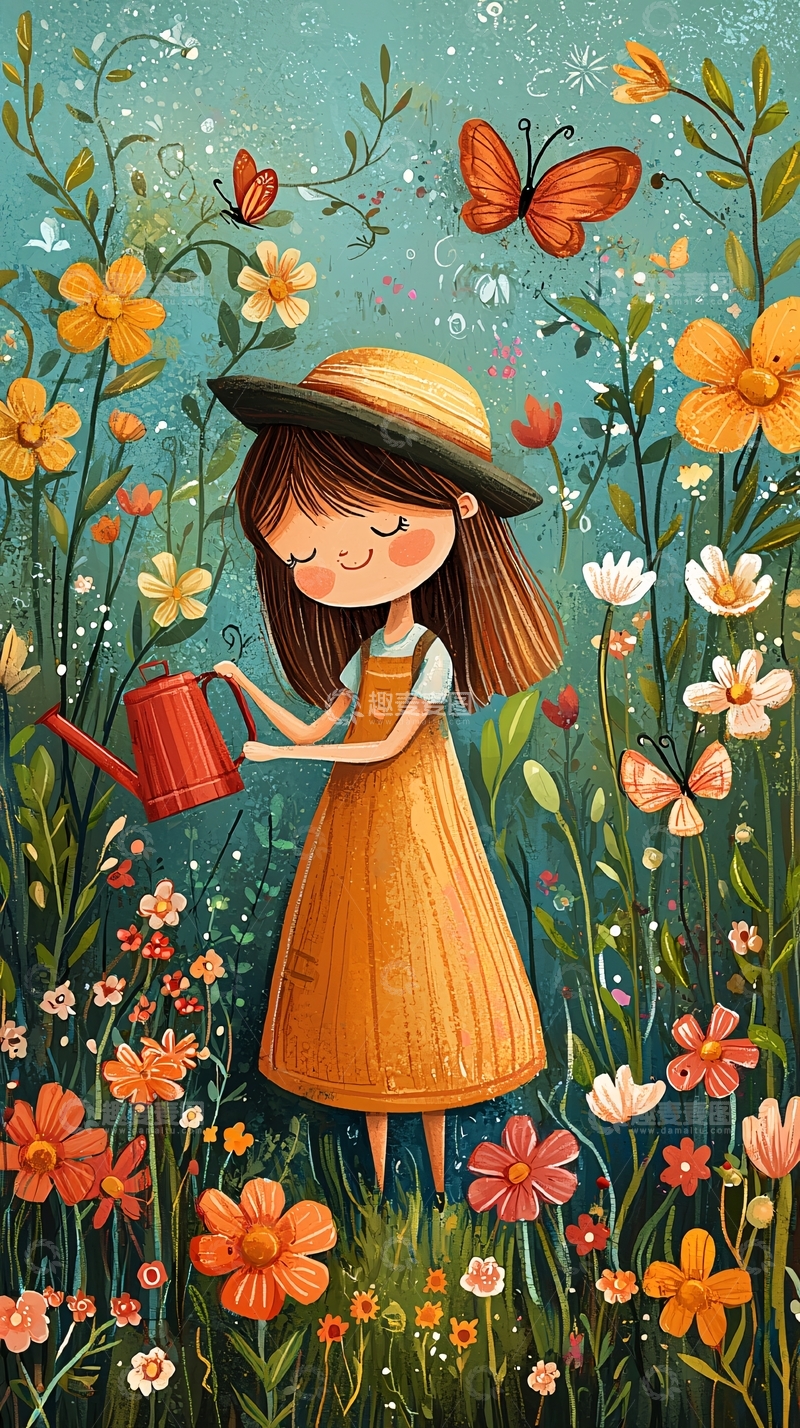 高清大图下载【趣麦麦图】女孩浇花