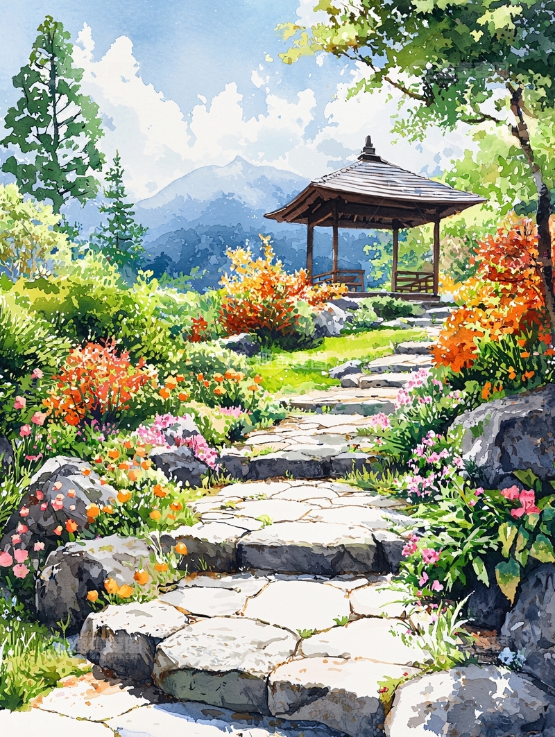 高清大图下载【趣麦麦图】水彩画风景