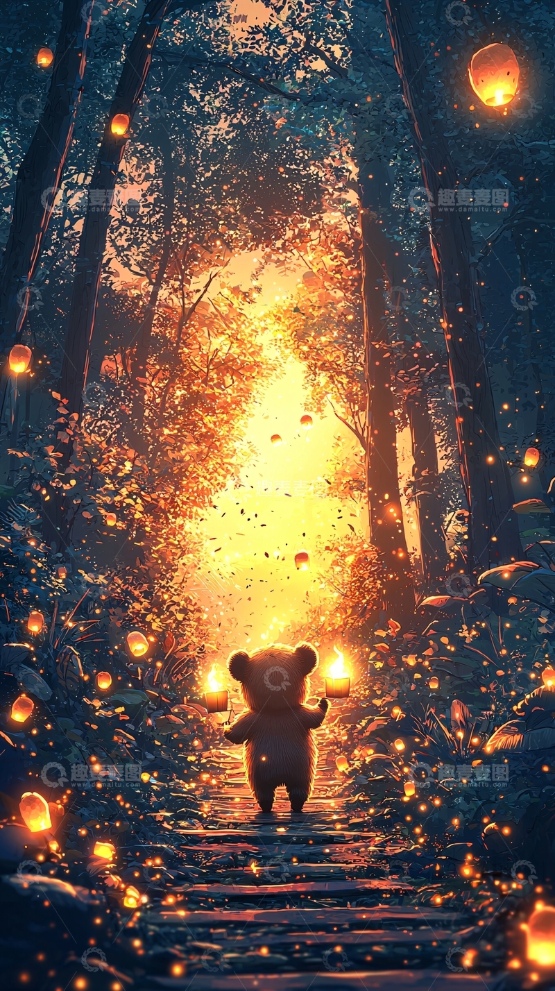 高清大图下载【趣麦麦图】森林小熊