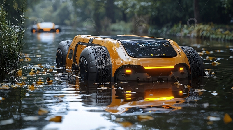 高清大图下载【趣麦麦图】黄色水上遥控车