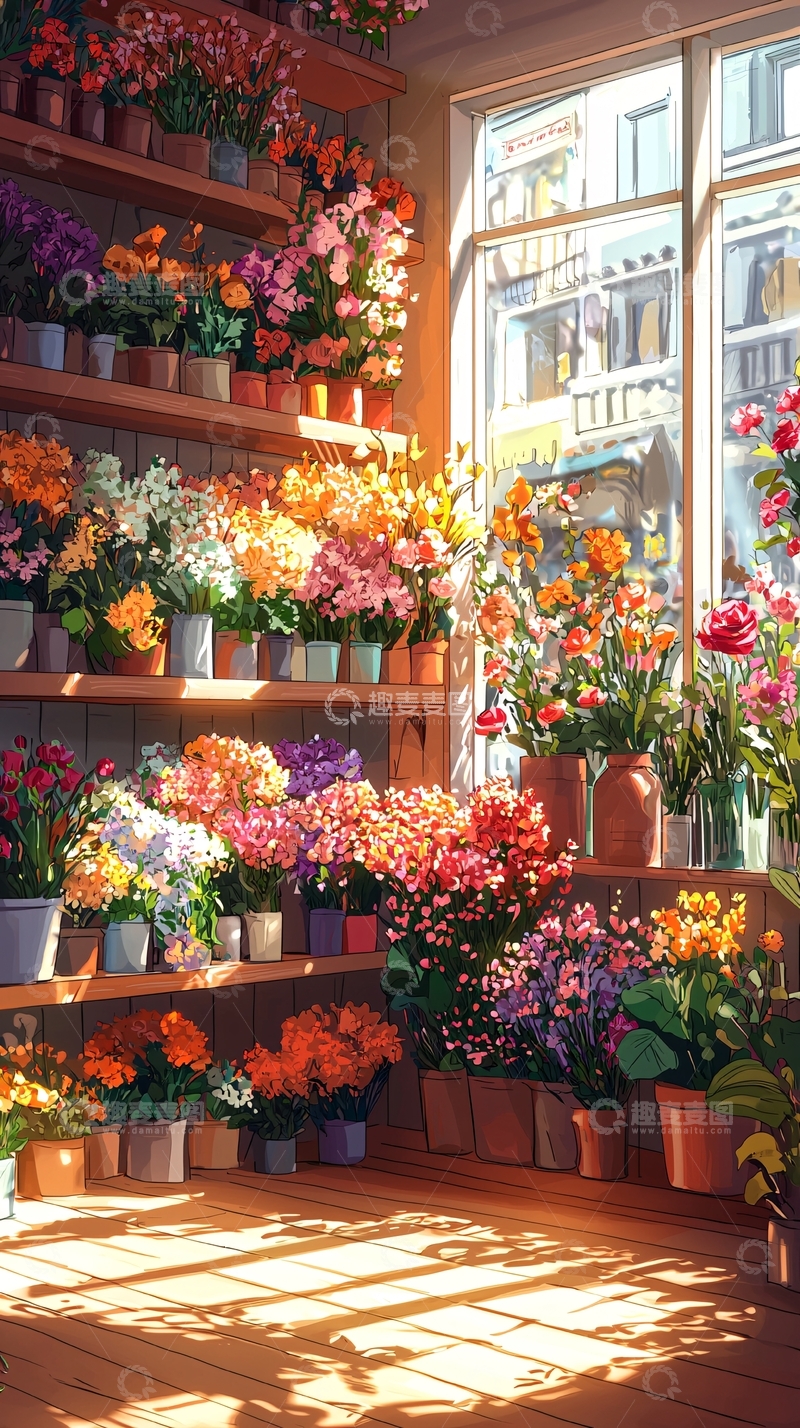 高清大图下载【趣麦麦图】鲜花店鲜艳繁荣景象