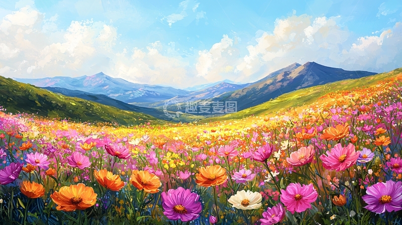 高清大图下载【趣麦麦图】鲜花盛开的山谷