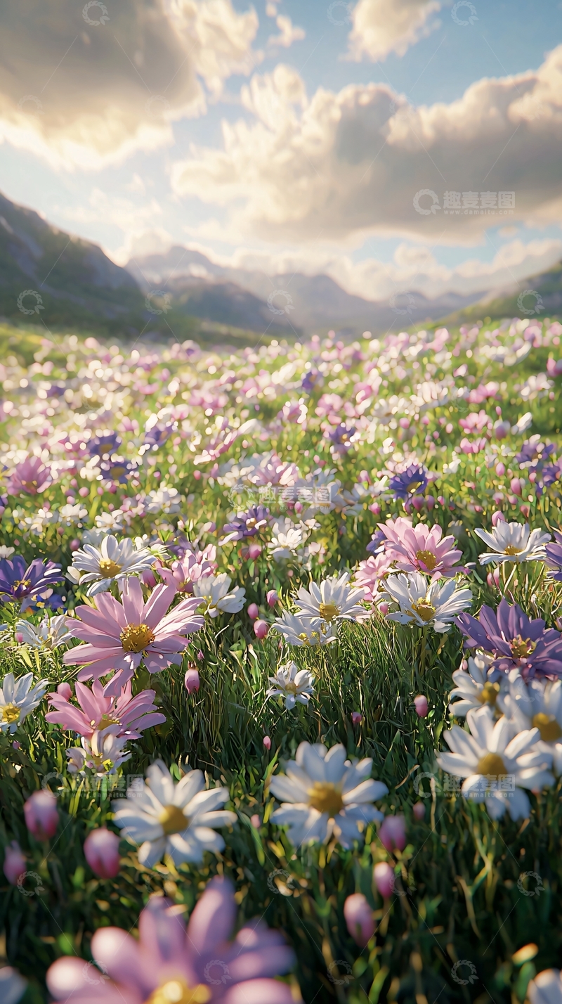 高清大图下载【趣麦麦图】山谷中盛开的野花