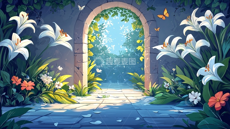 高清大图下载【趣麦麦图】石拱门花园