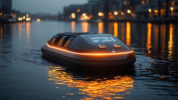 夜晚无人驾驶船只