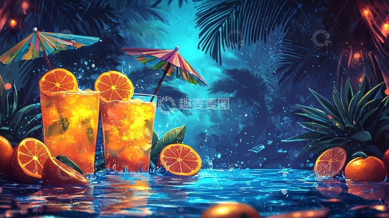高清大图下载【趣麦麦图】热带水果鸡尾酒