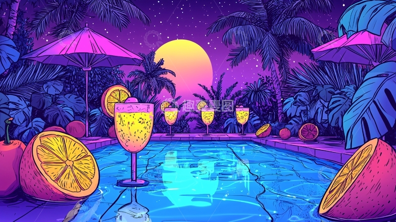 高清大图下载【趣麦麦图】夏日泳池派对