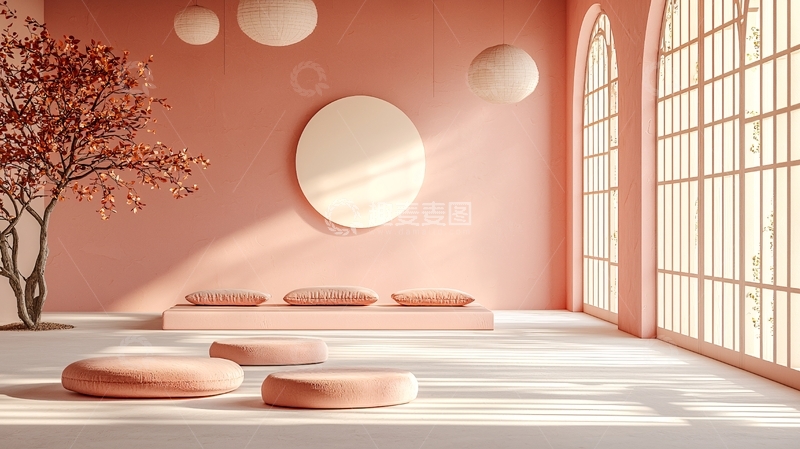 高清大图下载【趣麦麦图】粉色系极简禅意空间