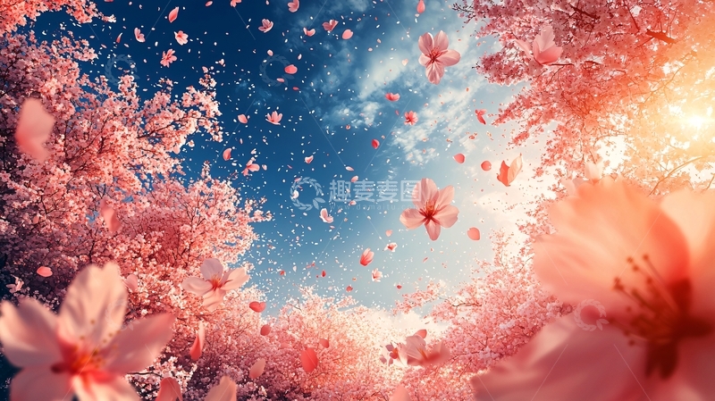 高清大图下载【趣麦麦图】樱花飞舞