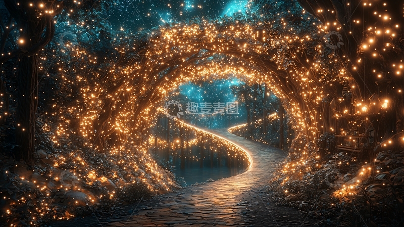 高清大图下载【趣麦麦图】梦幻森林光影小路