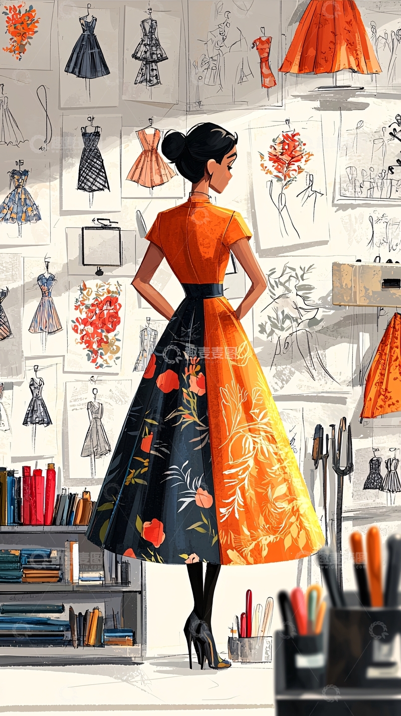 高清大图下载【趣麦麦图】时尚设计师背影