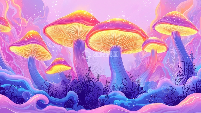 高清大图下载【趣麦麦图】梦幻蘑菇场景