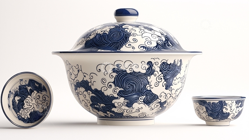 高清大图下载【趣麦麦图】青花瓷茶具套装