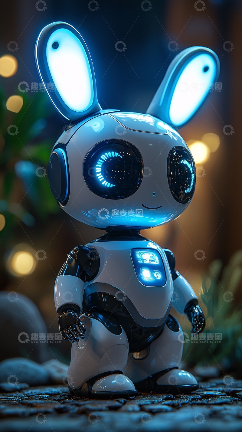 高清大图下载【趣麦麦图】科技感兔子机器人