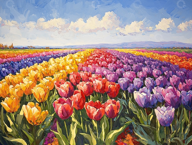 高清大图下载【趣麦麦图】彩色郁金香花田