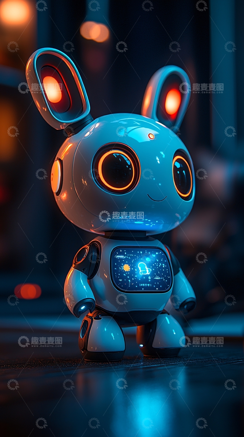 高清大图下载【趣麦麦图】超萌机器人兔子