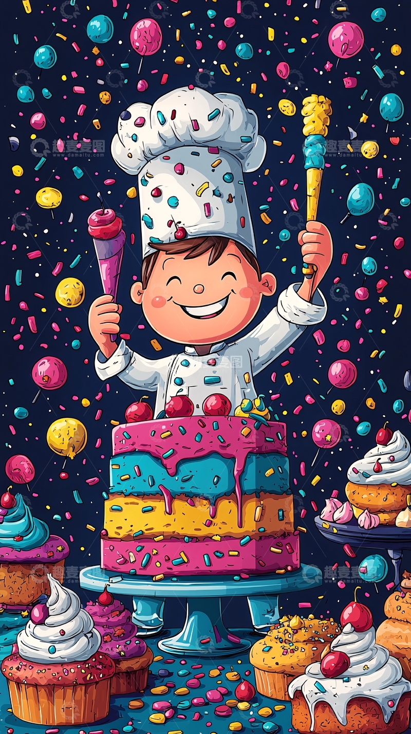 高清大图下载【趣麦麦图】卡通厨师