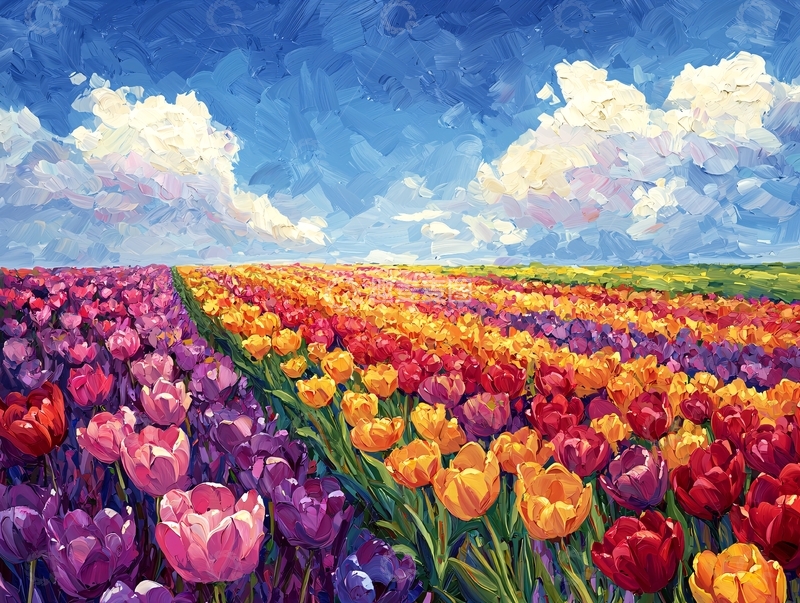 高清大图下载【趣麦麦图】色彩斑斓的郁金香花田