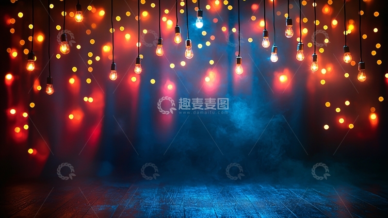 高清大图下载【趣麦麦图】悬挂灯泡梦幻背景