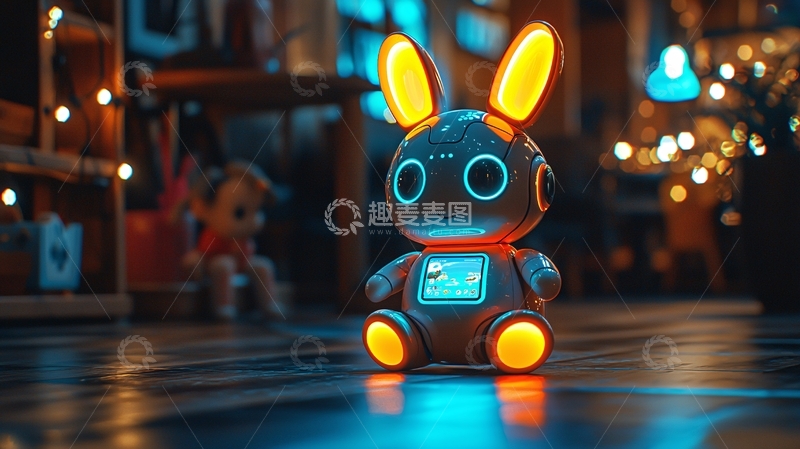 高清大图下载【趣麦麦图】可爱机器人兔子